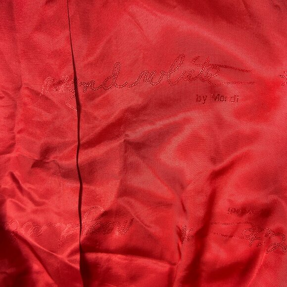 Mondi Blazer Women EU 42 US 14 Red Wool Blend Embroidered Vintage Jacket - Picture 10 of 16